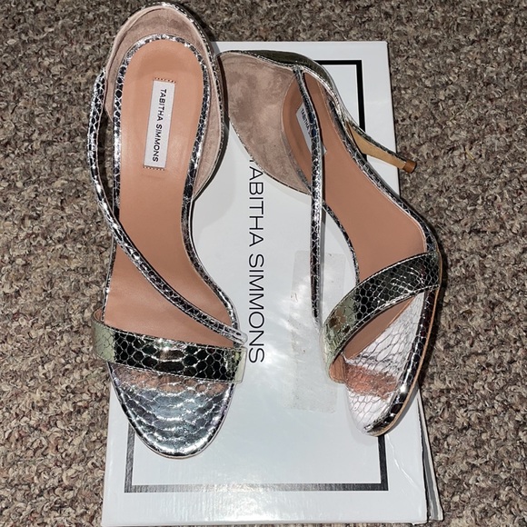 Tabitha Simmons silver snakeskin Nile Sandals8
